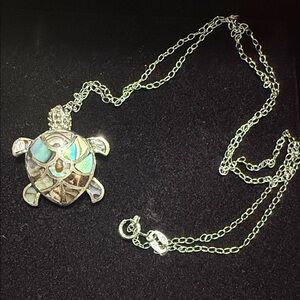 Sterling Silver Turtle Pendant Necklace